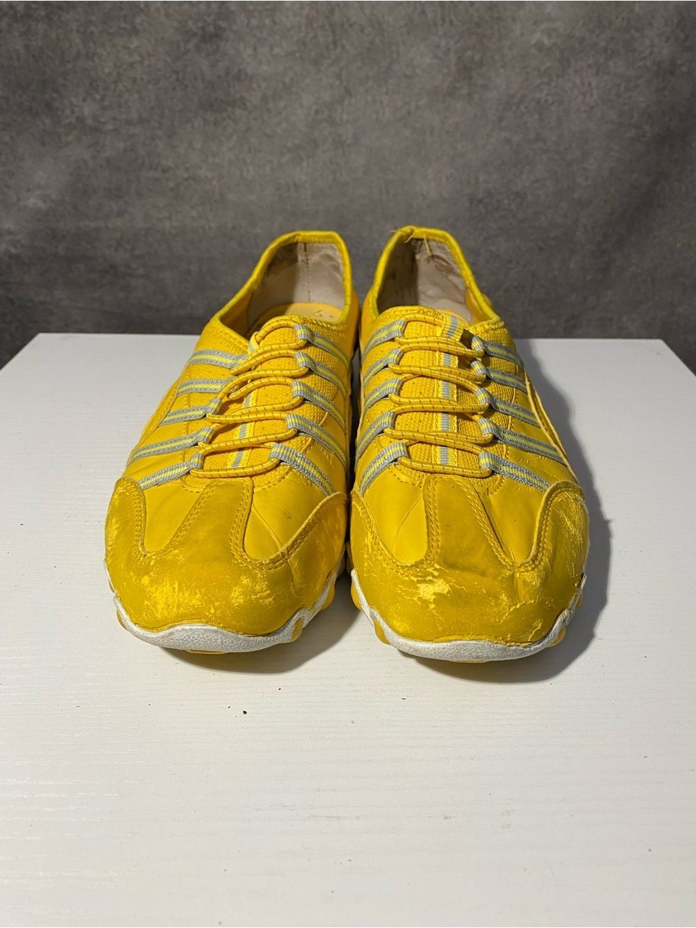 Comfortview Womens Yellow Slip On Elastic Lace Sneakers Casual Shoes Sz 9.5 Wide